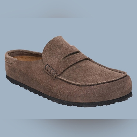 Size 45 - New Men's Birkenstock Naples Wrapped Suede Concrete Gray Shoes US 12 - Picture 1 of 17